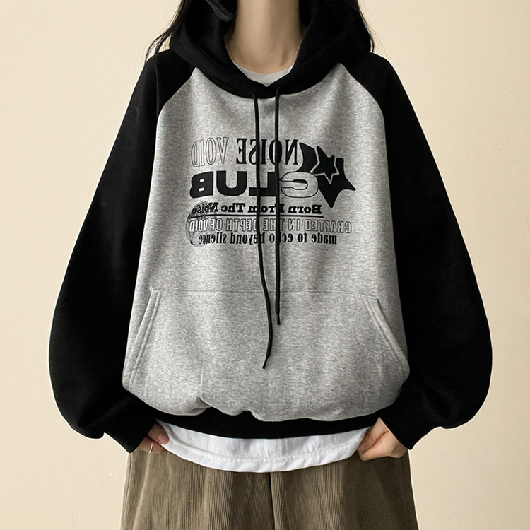 【起毛】]バイカラーラグランフード MELANGE