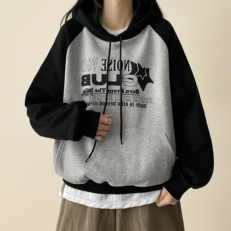 【起毛】]バイカラーラグランフード MELANGE