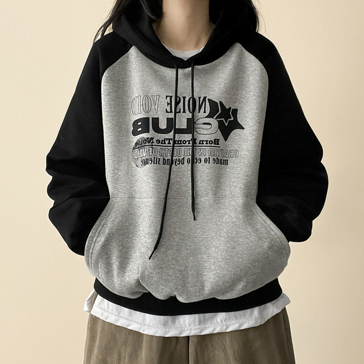 【起毛】]バイカラーラグランフード MELANGE