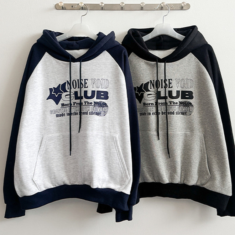 【起毛】]バイカラーラグランフード