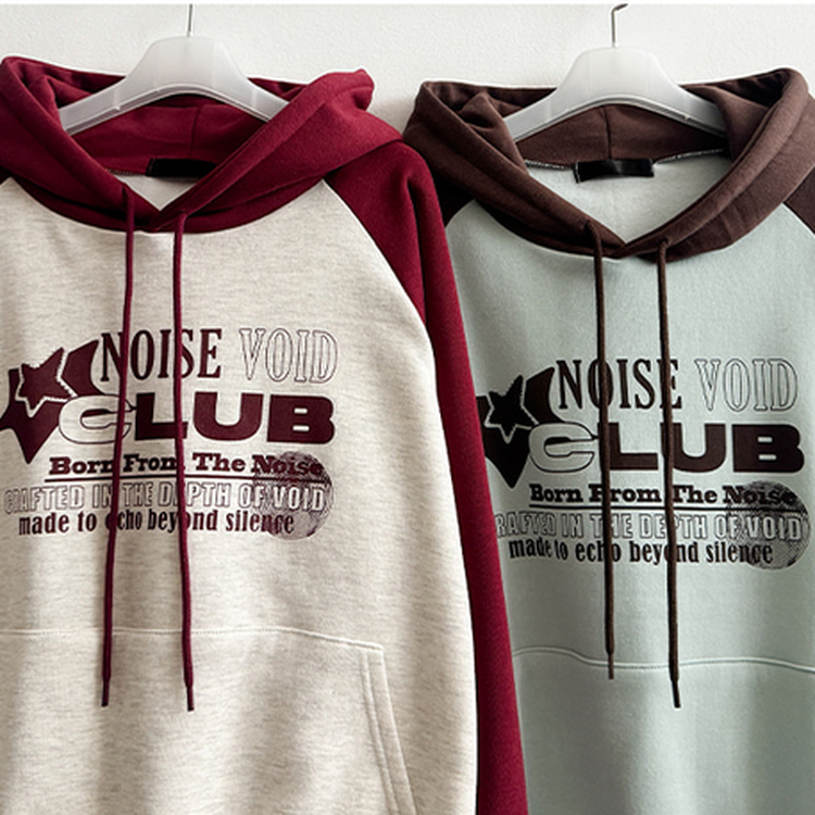 【起毛】]バイカラーラグランフード