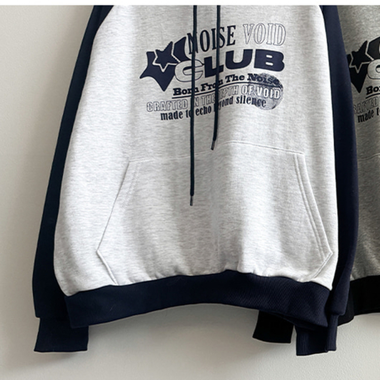 【起毛】]バイカラーラグランフード