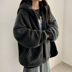 ボアウールフードジップアップ(6color) CHARCOAL