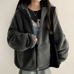 ボアウールフードジップアップ(6color) CHARCOAL