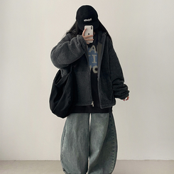 ボアウールフードジップアップ(6color) CHARCOAL