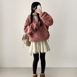 ボアウールフードジップアップ(6color) PINK