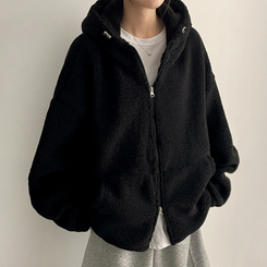 ボアウールフードジップアップ(6color) BLACK