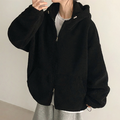 ボアウールフードジップアップ(6color) BLACK