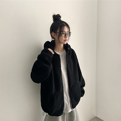 ボアウールフードジップアップ(6color) BLACK