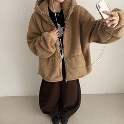 ボアウールフードジップアップ(6color) BEIGE