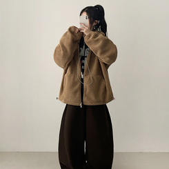 ボアウールフードジップアップ(6color) BEIGE