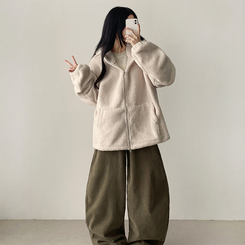 ボアウールフードジップアップ(6color) IVORY