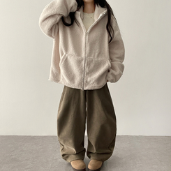 ボアウールフードジップアップ(6color) IVORY