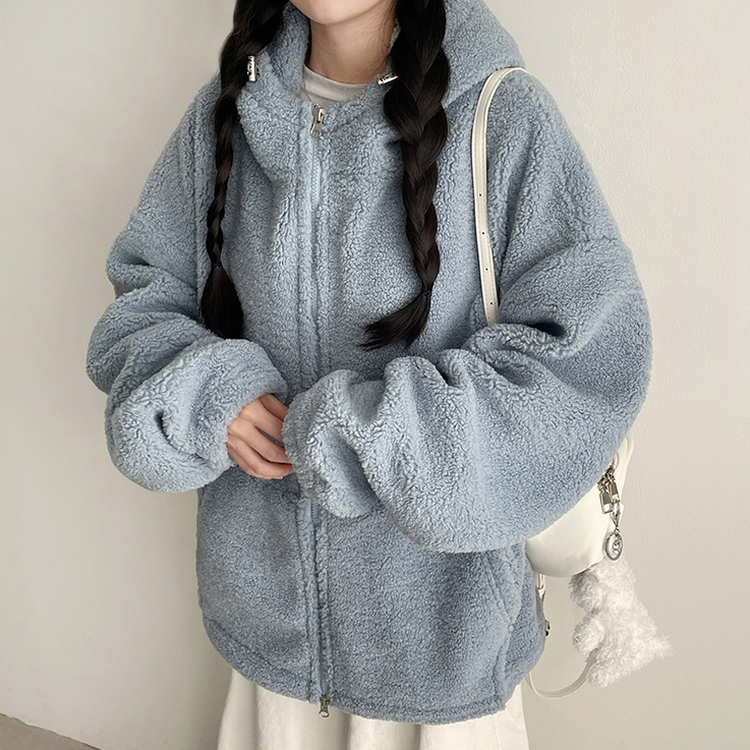 ボアウールフードジップアップ(6color) SKY BLUE