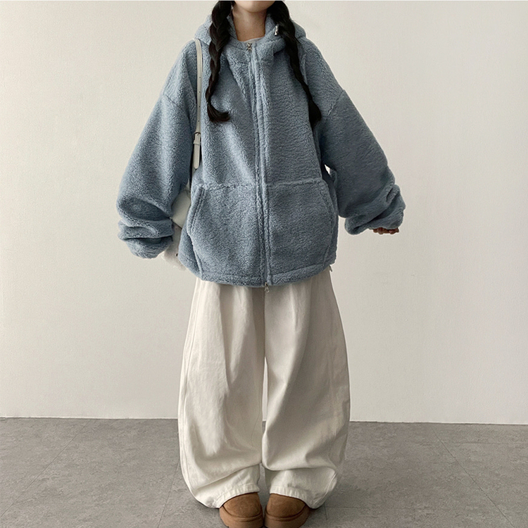 ボアウールフードジップアップ(6color) SKY BLUE