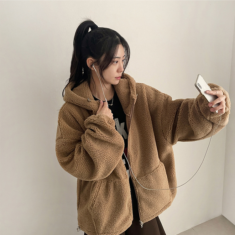 ボアウールフードジップアップ(6color) BEIGE