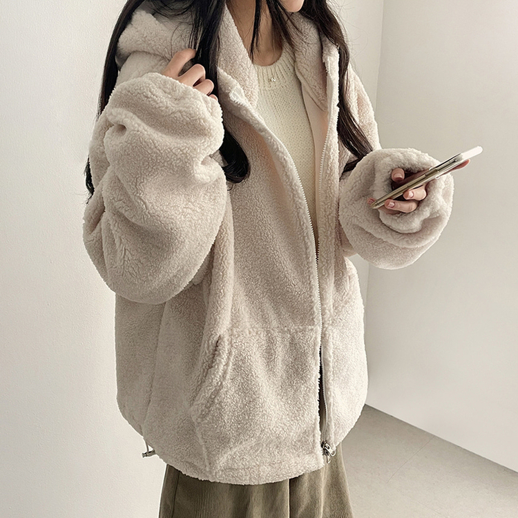 ボアウールフードジップアップ(6color) IVORY