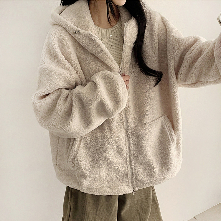 ボアウールフードジップアップ(6color) IVORY