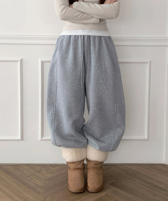 【丈別】サイドスリットストリングワイドトレーニングパンツ Merange Gray