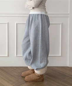 【丈別】サイドスリットストリングワイドトレーニングパンツ Merange Gray