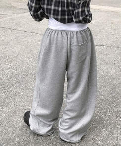 【丈別】サイドスリットストリングワイドトレーニングパンツ Merange Gray