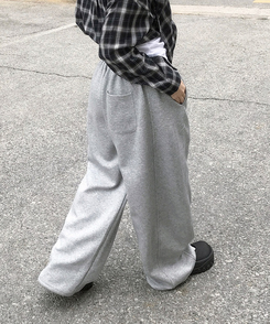 【丈別】サイドスリットストリングワイドトレーニングパンツ Merange Gray