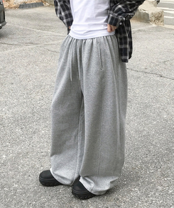 【丈別】サイドスリットストリングワイドトレーニングパンツ Merange Gray