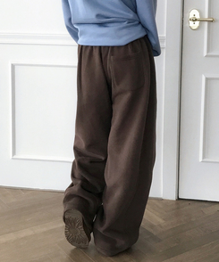 【丈別】サイドスリットストリングワイドトレーニングパンツ BROWN