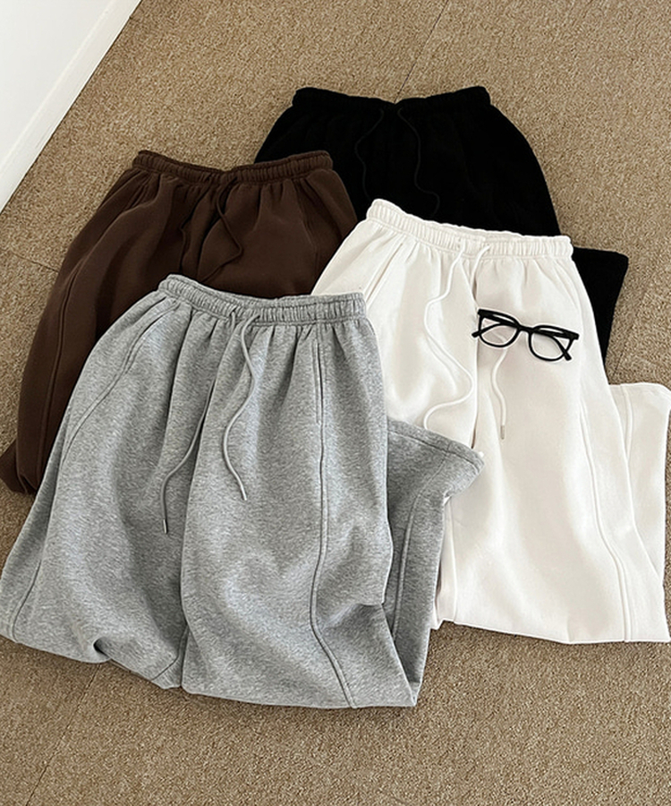 【丈別】サイドスリットストリングワイドトレーニングパンツ