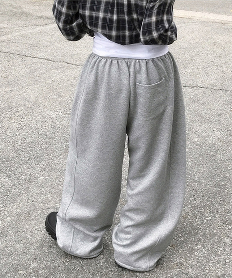 【丈別】サイドスリットストリングワイドトレーニングパンツ Merange Gray