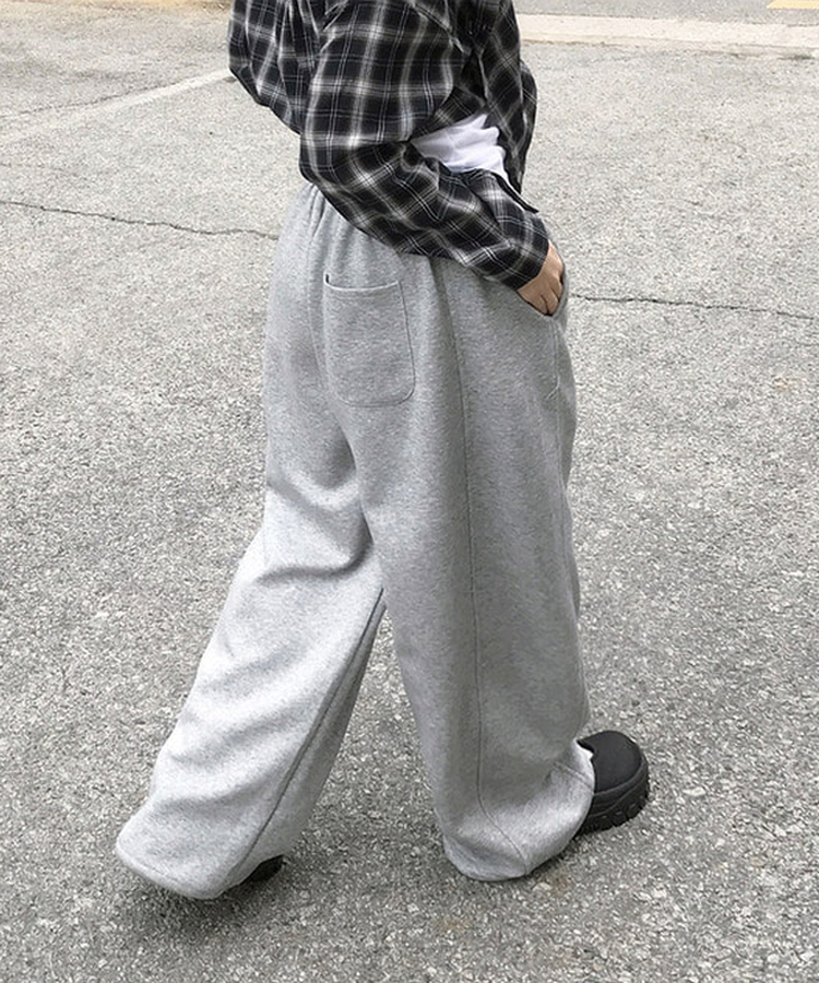 【丈別】サイドスリットストリングワイドトレーニングパンツ Merange Gray