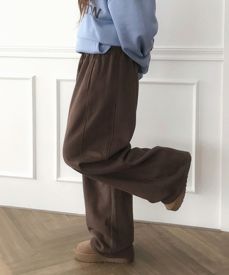 【丈別】サイドスリットストリングワイドトレーニングパンツ BROWN