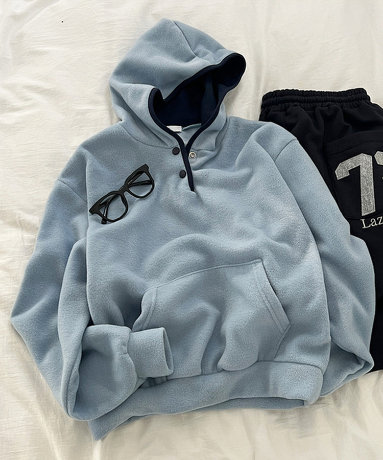 ハーフオープンボタンスフリースフード