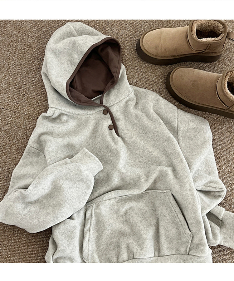 ハーフオープンボタンスフリースフード