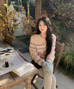 ウールノルディックラウンドニットカーディガン PINK