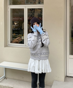 ウールノルディックラウンドニットカーディガン GRAY