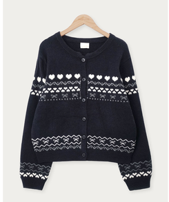 ウールノルディックラウンドニットカーディガン