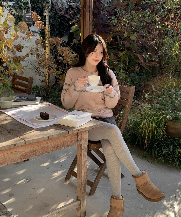 ウールノルディックラウンドニットカーディガン PINK