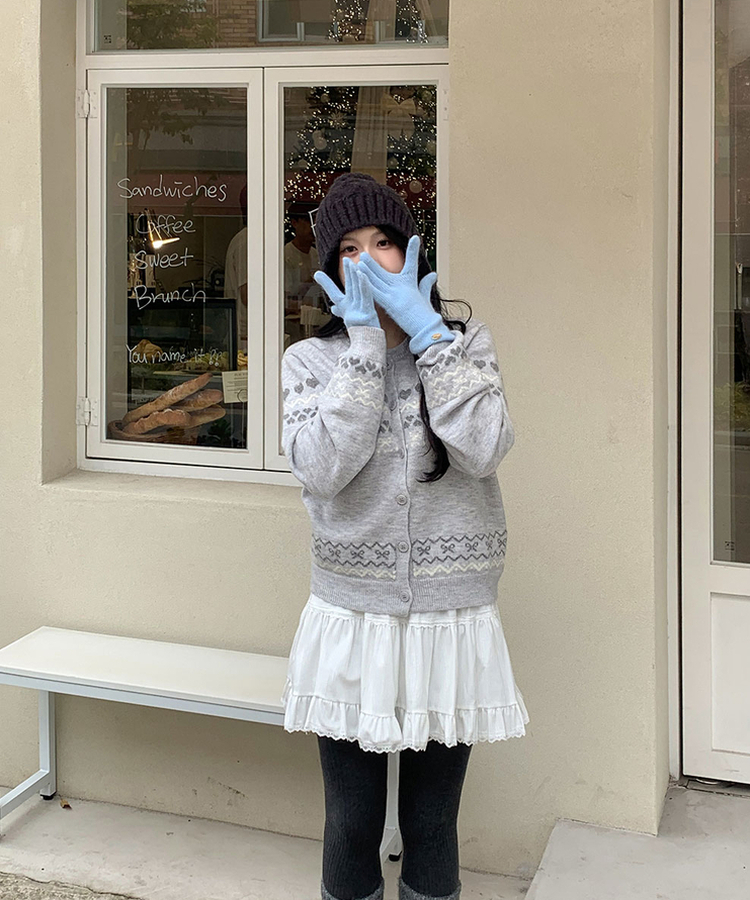 ウールノルディックラウンドニットカーディガン GRAY