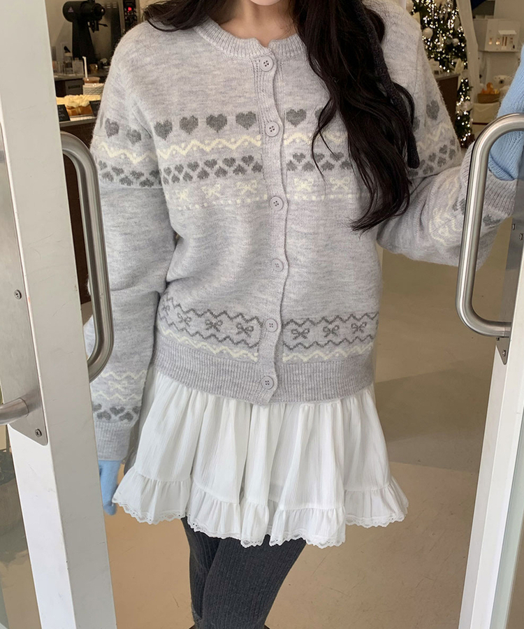 ウールノルディックラウンドニットカーディガン GRAY