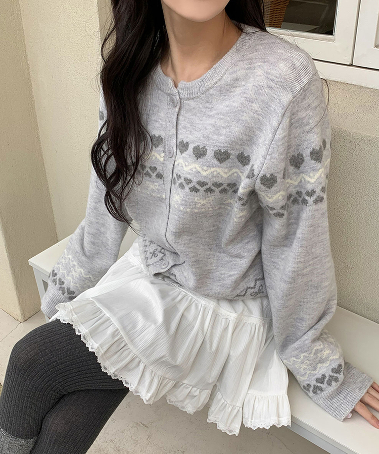 ウールノルディックラウンドニットカーディガン GRAY