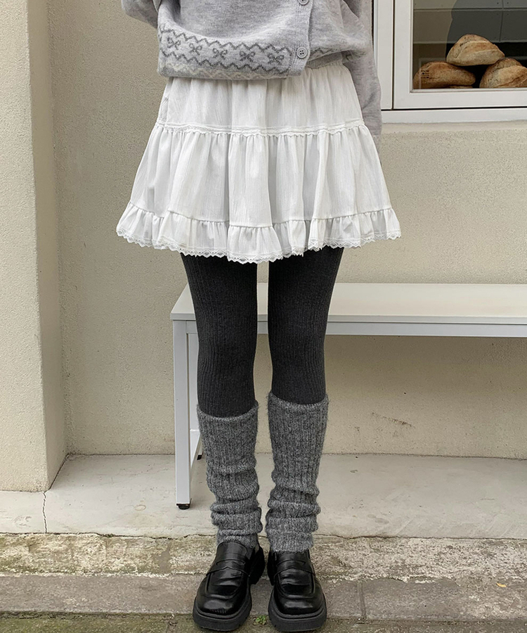 レーススエードミニティアードスカート IVORY