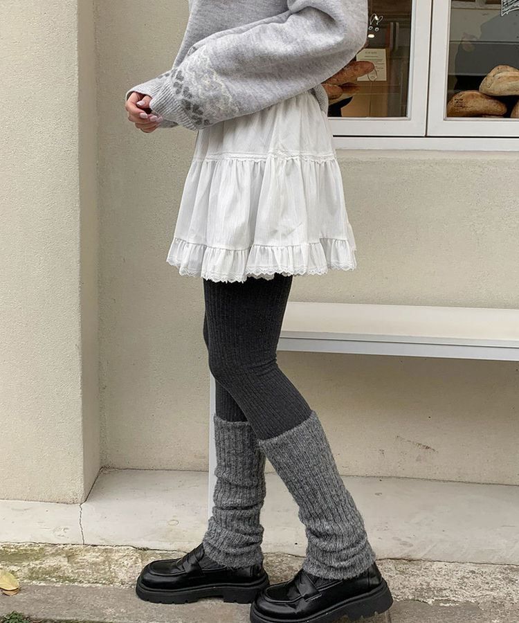 レーススエードミニティアードスカート IVORY