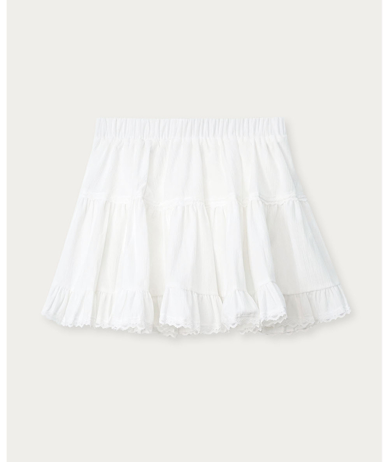 レーススエードミニティアードスカート