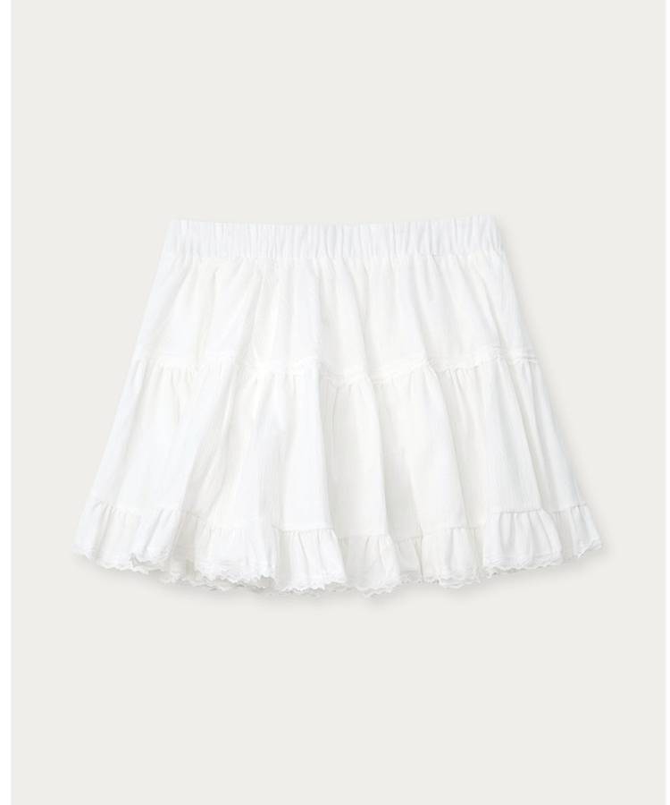 レーススエードミニティアードスカート