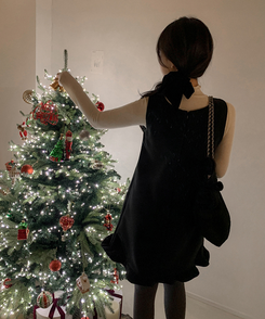 フリルレイヤードミニワンピース BLACK