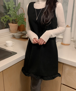 フリルレイヤードミニワンピース BLACK