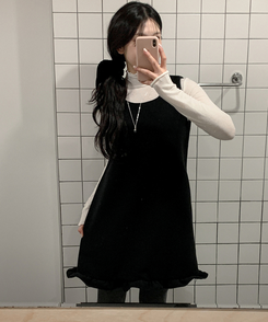 フリルレイヤードミニワンピース BLACK