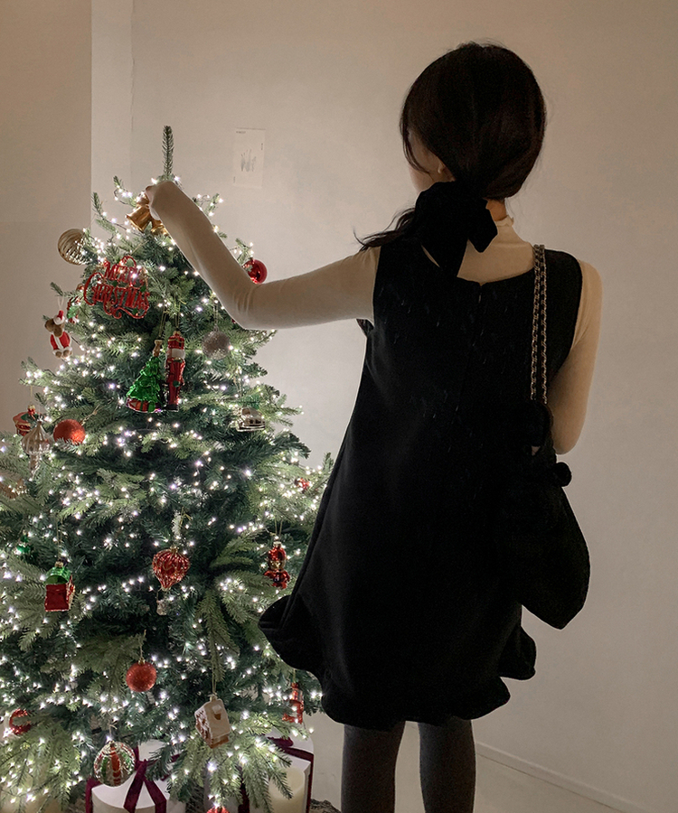 フリルレイヤードミニワンピース BLACK