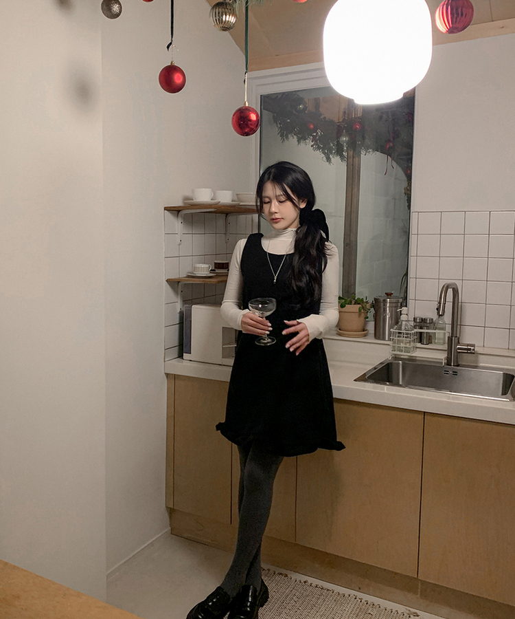 フリルレイヤードミニワンピース BLACK